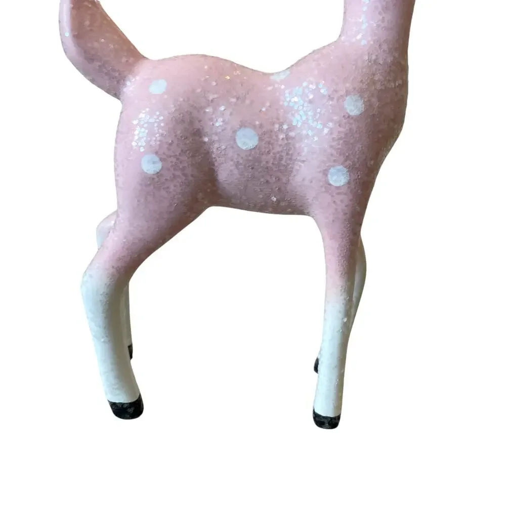 34th & Pine Pink Glitter Christmas Reindeer 9in Holiday Decor Viral NEW